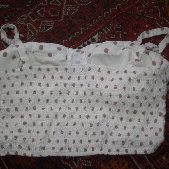 Lily Rose Halter corset Crop top Bustier Blouse Size L Ivory Polka Dot, Linen - Picture 1 of 7